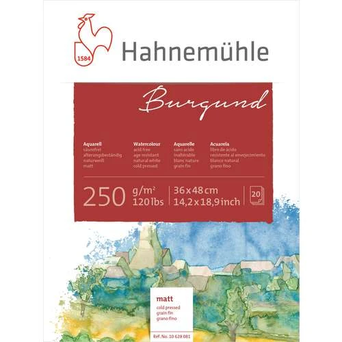Hahnemuehle Hand-Made Burgundy Watercolour Block, 20 Sheets, 250gsm 7 Hahnemuehle Hand-Made Burgundy Watercolour Block, 20 Sheets, 250gsm - Image 5